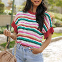  Molly Sleeve Colorful Textured Sweater
