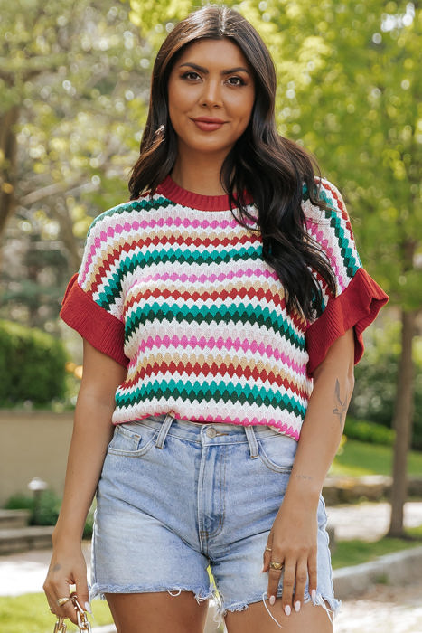 Molly Sleeve Colorful Textured Sweater