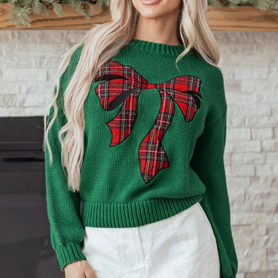 Monamara Bow Graphic Christmas Sweater