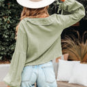  Natalia Bow Tie Front Ruffle Trim Long Sleeve Gauze Blouse
