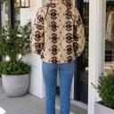  Nathalee Print Geometric Fleece Pullover