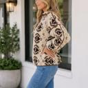  Nathalee Print Geometric Fleece Pullover