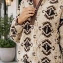  Nathalee Print Geometric Fleece Pullover