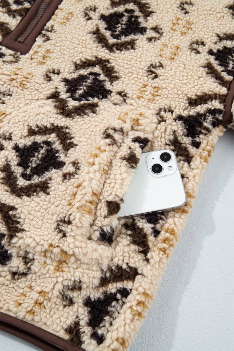 Nathalee Print Geometric Fleece Pullover