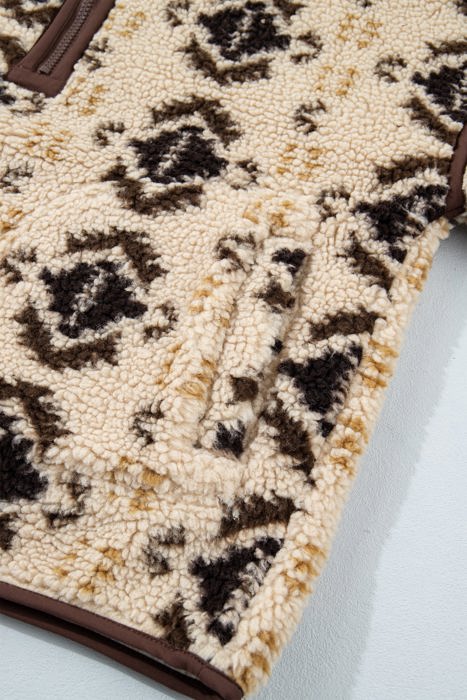 Nathalee Print Geometric Fleece Pullover