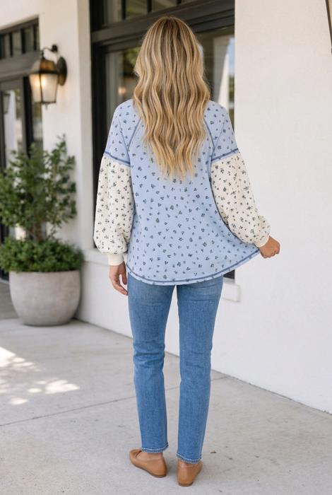 Nathalia Contrast Long Sleeve Tops