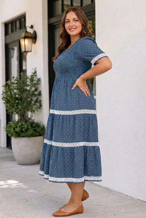 Nathalia Flared Midi PLUS Dress