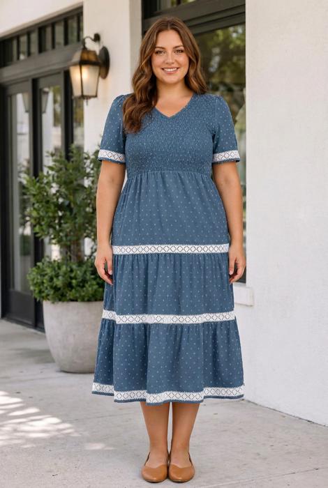Nathalia Flared Midi PLUS Dress