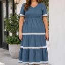 Dusk Blue XXXXL Nathalia Flared Midi PLUS Dress
