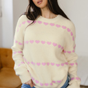 Pink Medium Navy Valentine Ribbed Knit Sweater