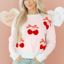 White Medium Nevaeh Pattern Drop Shoulder Sweater