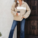  Nicole Colorblock Patchwork Zipped Pullover