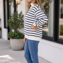 Blue Stripe XL Nicole Ribbed Cuff Hem Sweatshirt