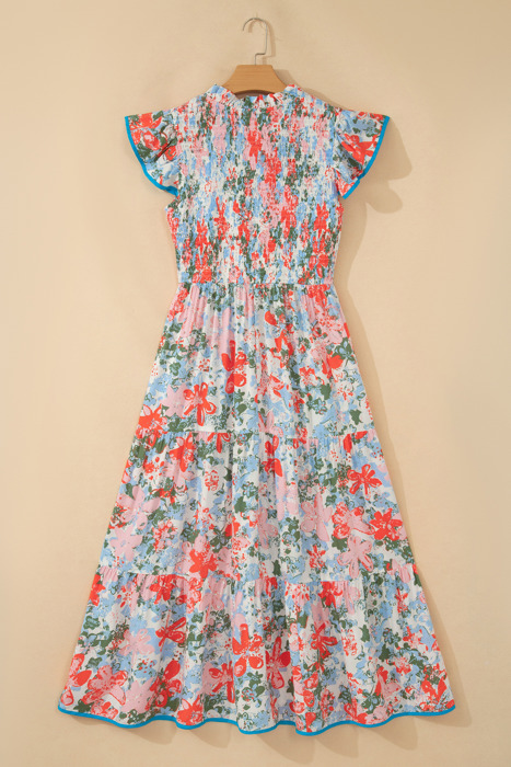 Nina Flutter Sleeve Long Dress