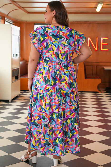 Noa Plus Size Ruffled Short Sleeve Maxi Dress