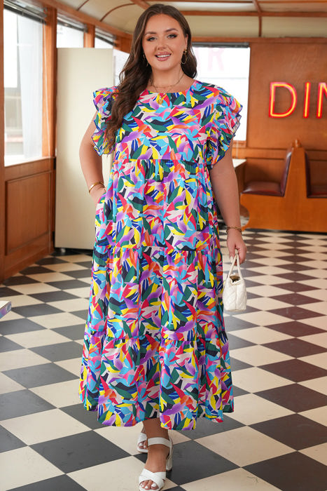 Noa Plus Size Ruffled Short Sleeve Maxi Dress