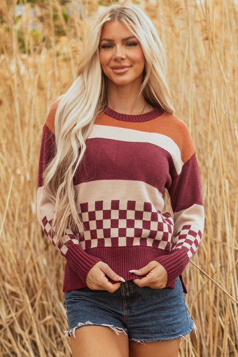Noelle Checkered Knitted Sweater