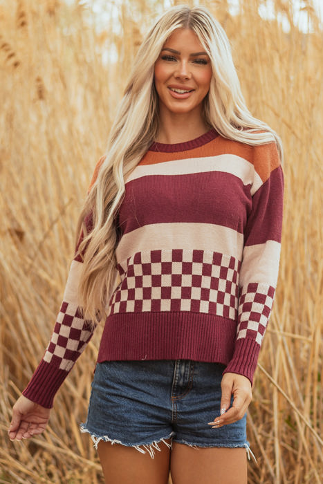 Noelle Checkered Knitted Sweater