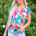  Noemi Notched Neck Flutter Sleeve Blouse