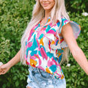  Noemi Notched Neck Flutter Sleeve Blouse