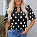  Nola Notched Balloon Sleeve Blouse