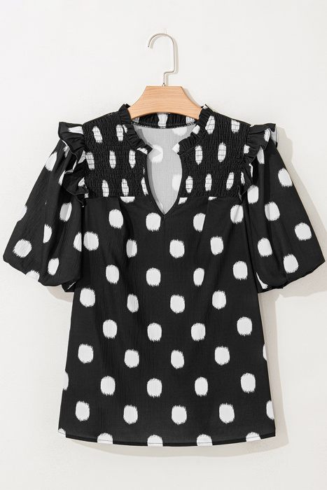 Nola Notched Balloon Sleeve Blouse