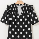  Nola Notched Balloon Sleeve Blouse