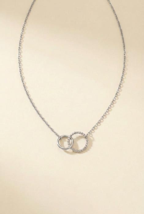 Nora Silver Interlocking Plain & Beaded Circle Necklace