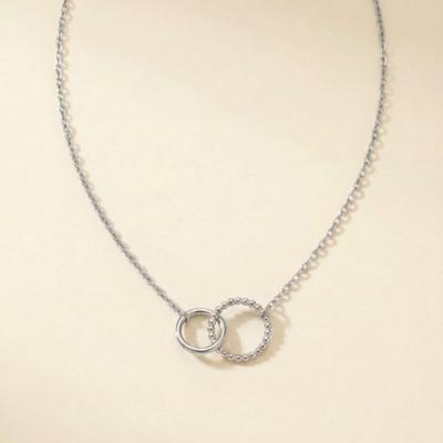 Nora Silver Interlocking Plain & Beaded Circle Necklace