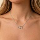  Nora Silver Interlocking Plain & Beaded Circle Necklace