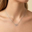 Nora Silver Interlocking Plain & Beaded Circle Necklace