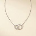 Rh Nora Silver Interlocking Plain & Beaded Circle Necklace