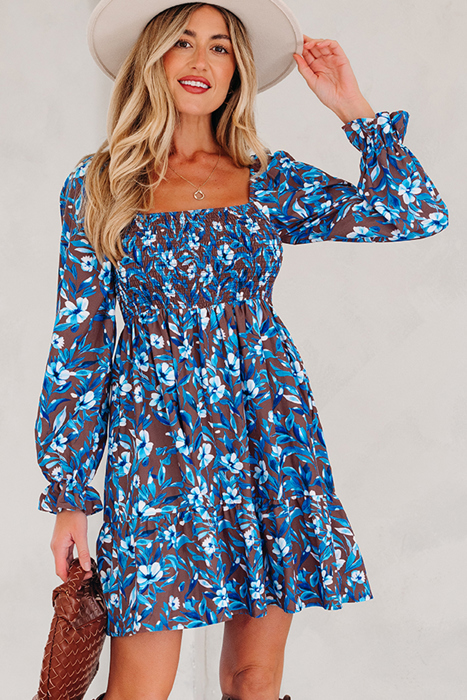 Norava Ruffled Sleeve Floral Dress