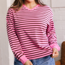  Novalee Stripe Drop Shoulder Long Sleeve Top
