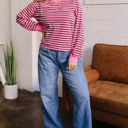  Novalee Stripe Drop Shoulder Long Sleeve Top