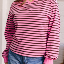  Novalee Stripe Drop Shoulder Long Sleeve Top