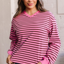 Pink Large Novalee Stripe Drop Shoulder Long Sleeve Top