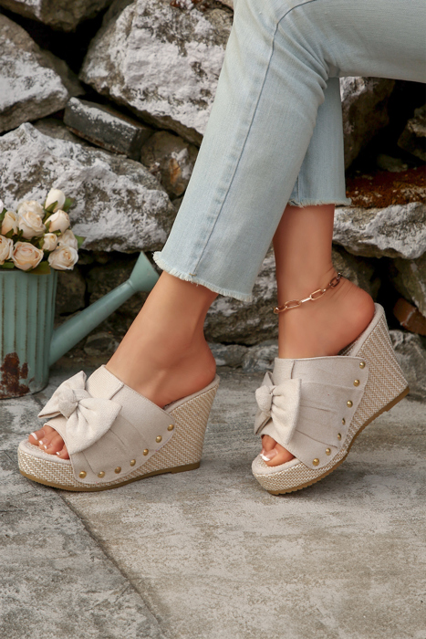 Nyomi Studded Wedge Platform Slippers