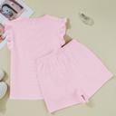  Ocean Bow Jacquard Ruffle Sleeve Short 2pcs Outfit