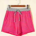 Rose Stripe XL Ocean Waist Casual Ribbed Shorts