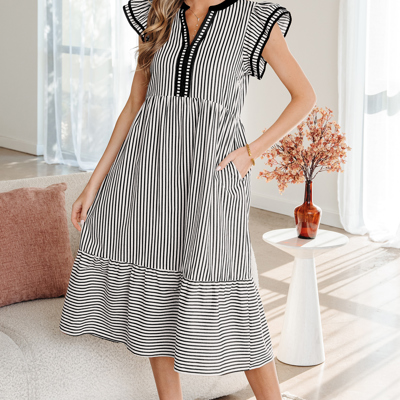 Opal Contrast Trim Midi Dress