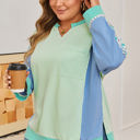  Opal Sleeve Notched top Long Sleeve PLUS Top