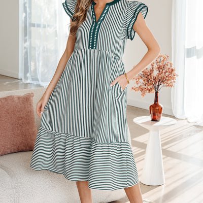 Ophelia Contrast Trim Midi Dress