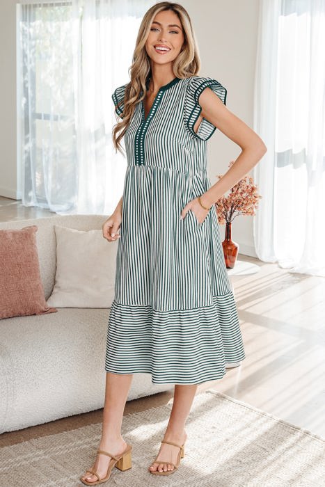Ophelia Contrast Trim Midi Dress