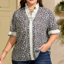 Black XXXXL Paige Frilled Short Sleeve PLUS Blouse