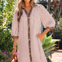 Pink Stripe XL Paige Loose Bracelet Sleeve Shirt