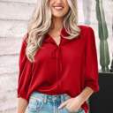 Fiery Red Large Paislee 3 4 Sleeve Blouse