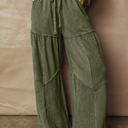 Vineyard Green Paisley Leg Patchwork Drawstring Pants