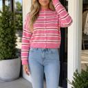 Pink Stripe Large Palmer Striped Drop Shoulder Cardigan