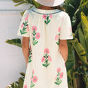  Paloma Floral Short Sleeve Split Neck Loose Mini Dress